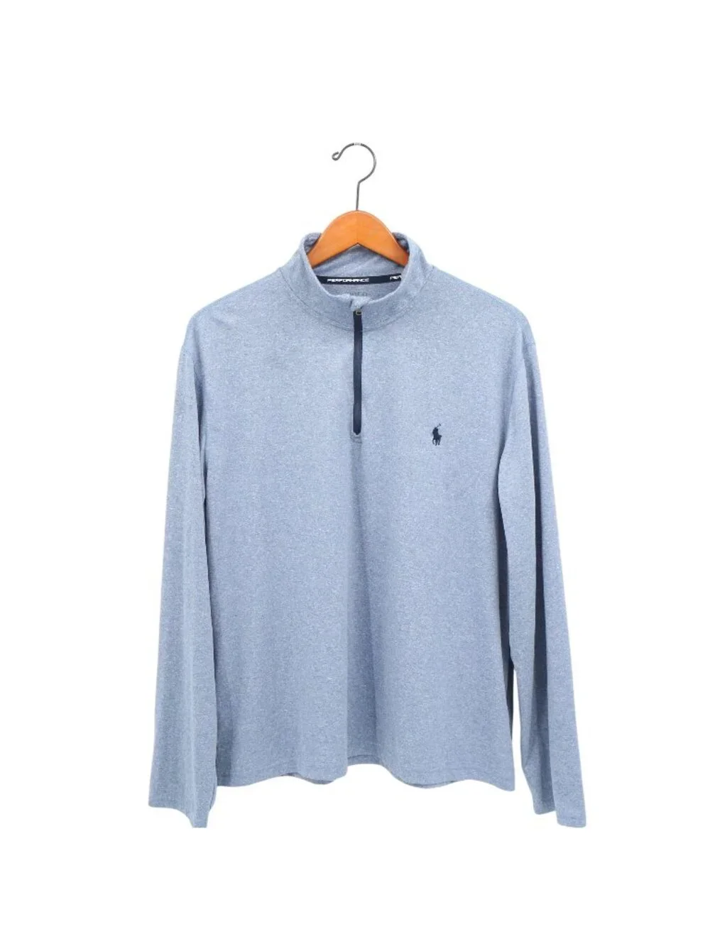 Polo Ralph Lauren Performance Heathered Blue Quarter Zip Pullover Top XL
